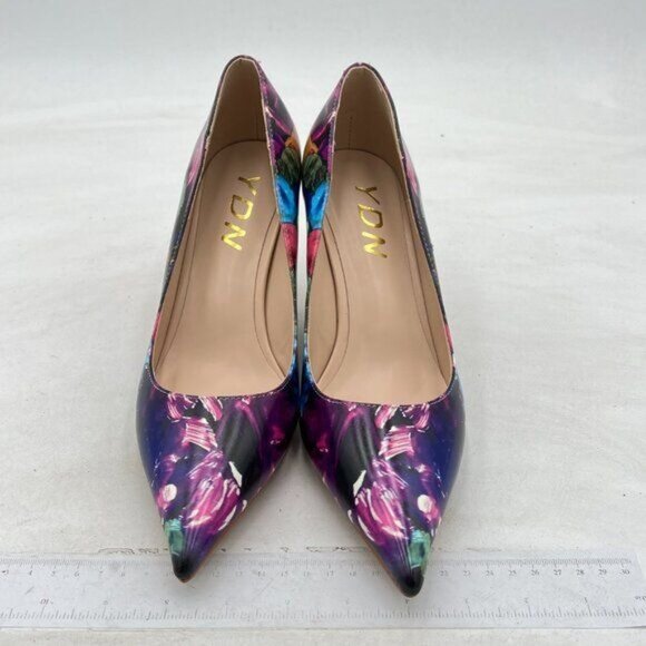 YDN Women's Chic Pointed Closed Toe Mid Heel Pumps Slip on Stilettos Slide Dress - Picture 3 of 7